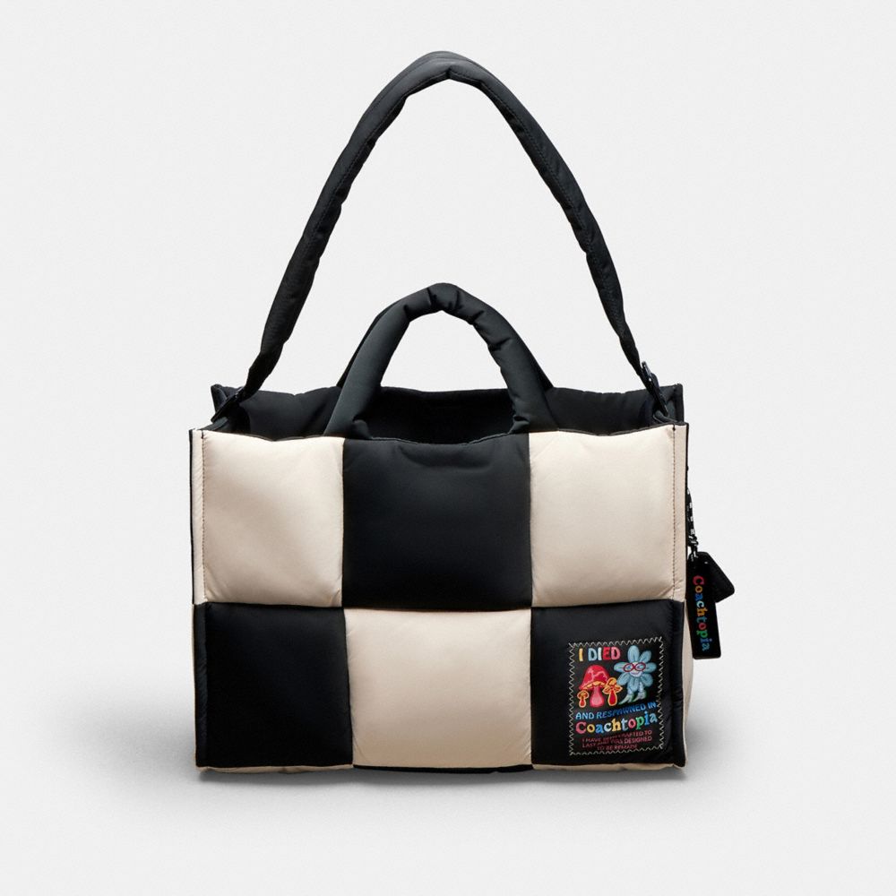 Coach Coachtopia Loop Tote With Checkerboard Quilting Black Cloud