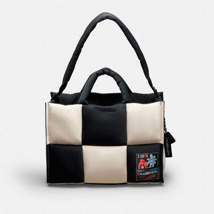 Coach Coachtopia Loop Tote With Checkerboard Quilting Black Cloud