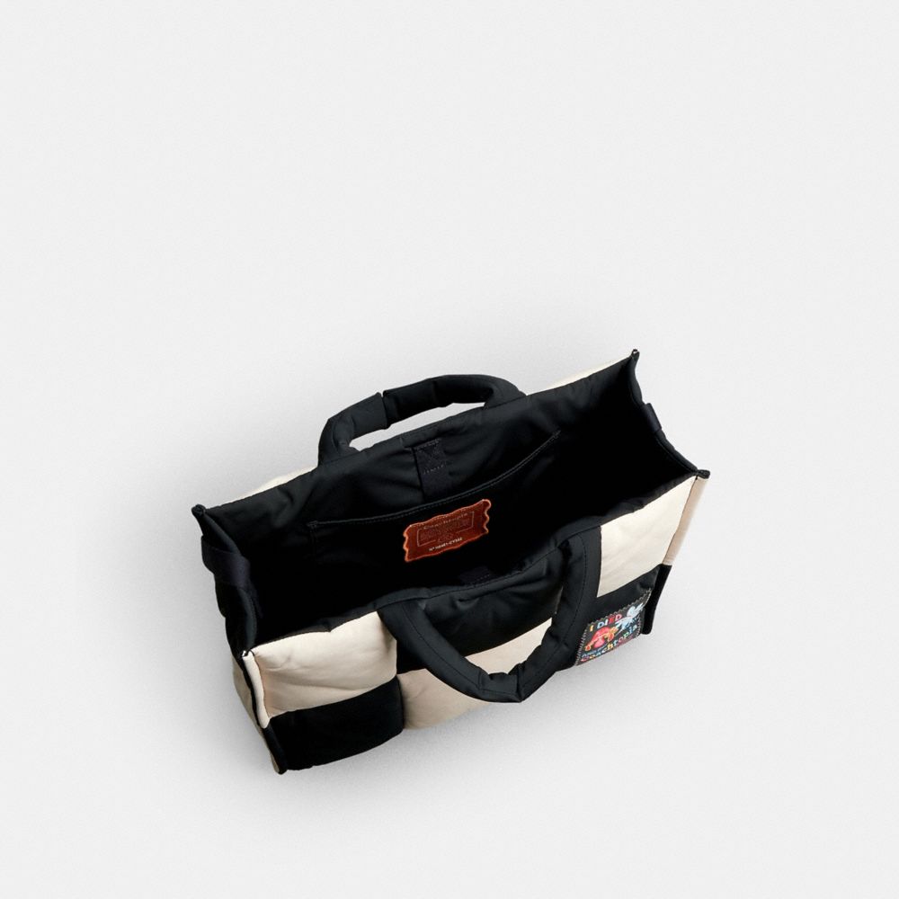 Coach Coachtopia Loop Tote With Checkerboard Quilting Black Cloud