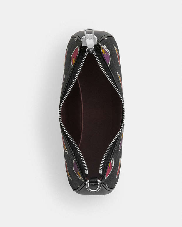 Teri Shoulder Bag With Heart Bolt Print Silver-Black Multi Silver-Black Multi