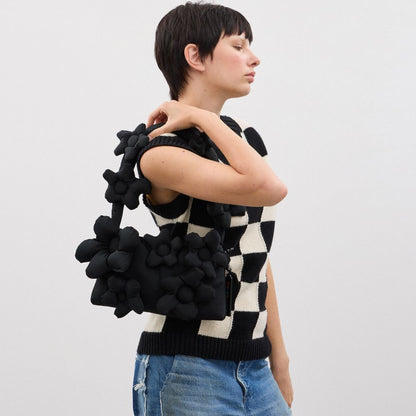 Coach Coachtopia Loop Shoulder Bag With Floral Appliqué Black Multi