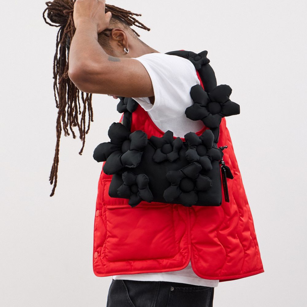 Coach Coachtopia Loop Shoulder Bag With Floral Appliqué Black Multi