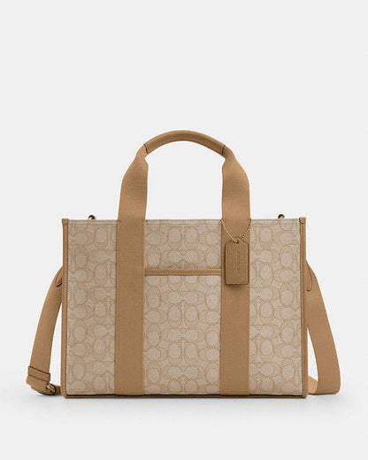 Smith Tote Bag In Signature Jacquard Signature Jacquard-Gold-Light Khaki Multi Signature Jacquard-Gold-Light Khaki Multi