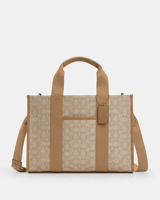 Smith Tote Bag In Signature Jacquard Signature Jacquard-Gold-Light Khaki Multi Signature Jacquard-Gold-Light Khaki Multi