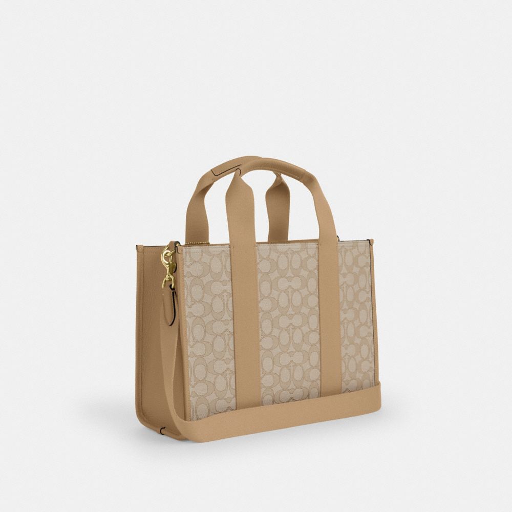 Coach Smith Tote Bag In Signature Jacquard Gold Light Khaki Multi