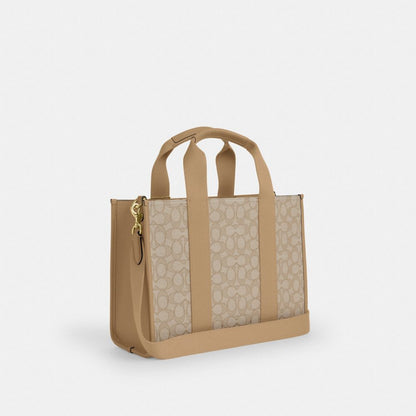 Coach Smith Tote Bag In Signature Jacquard Gold Light Khaki Multi