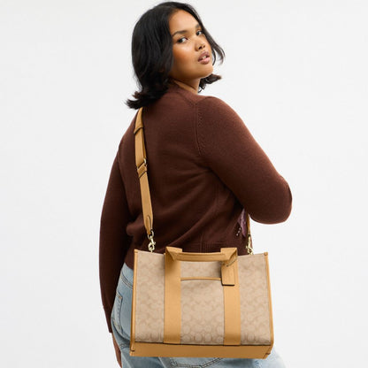 Coach Smith Tote Bag In Signature Jacquard Gold Light Khaki Multi