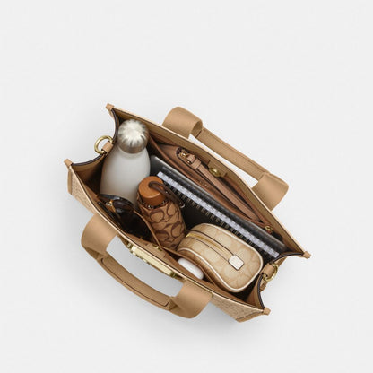 Coach Smith Tote Bag In Signature Jacquard Gold Light Khaki Multi