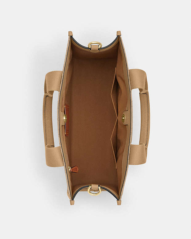 Smith Tote Bag In Signature Jacquard Signature Jacquard-Gold-Light Khaki Multi Signature Jacquard-Gold-Light Khaki Multi