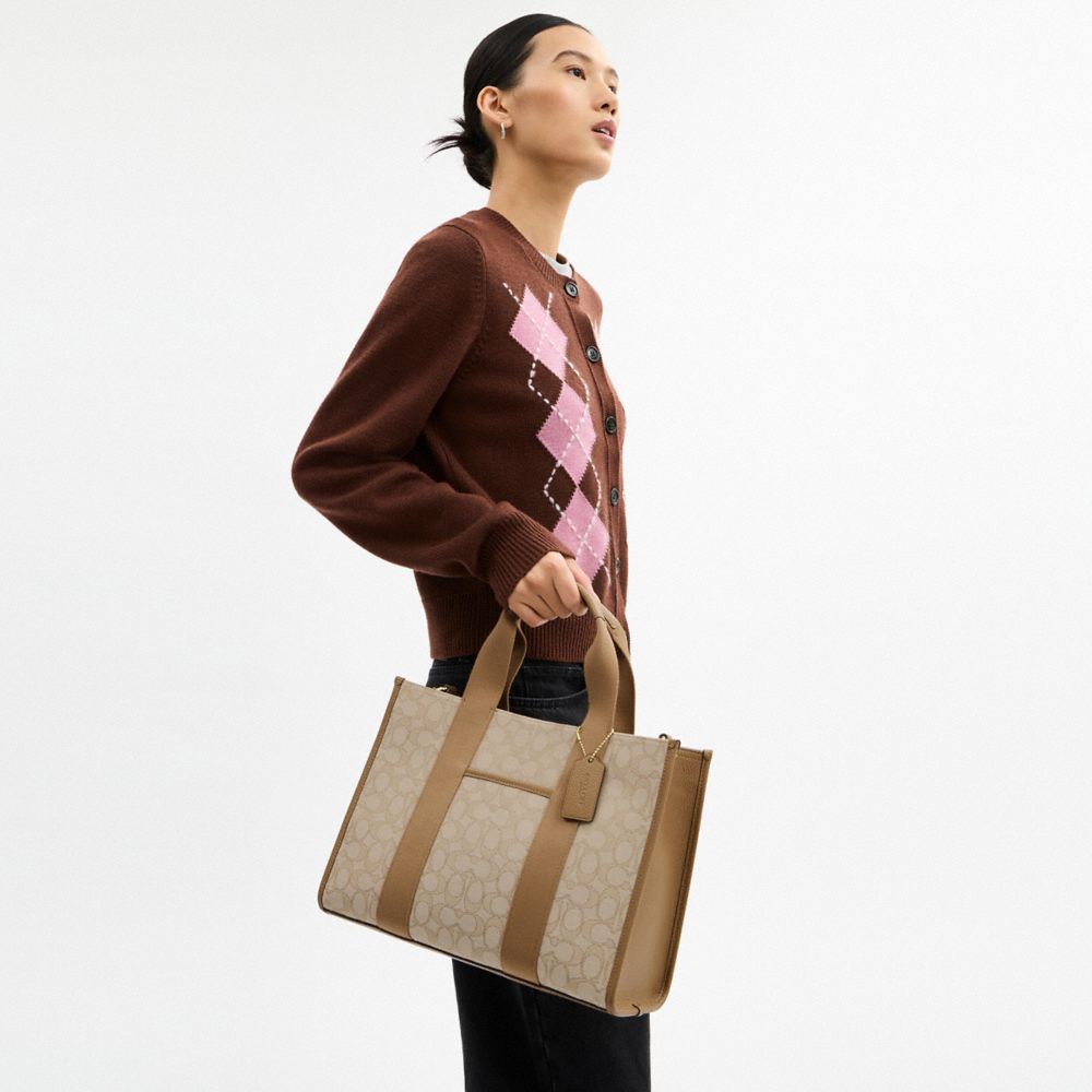 Coach Smith Tote Bag In Signature Jacquard Gold Light Khaki Multi