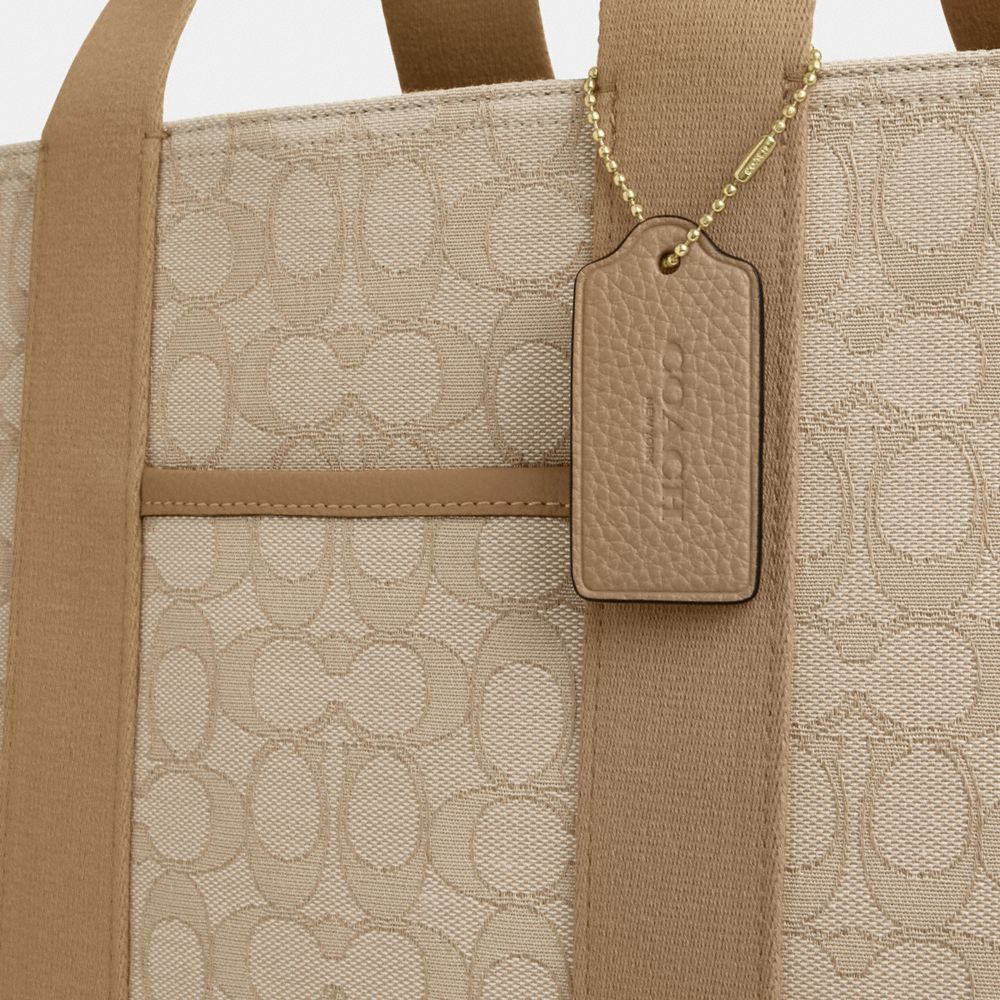 Coach Smith Tote Bag In Signature Jacquard Gold Light Khaki Multi