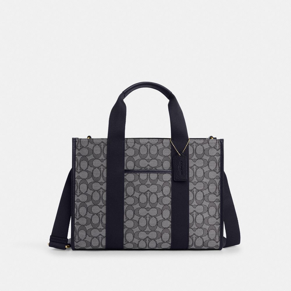 Smith Tote Bag In Signature Jacquard Signature Jacquard-Gold-Navy-Midnight Navy Signature Jacquard-Gold-Navy-Midnight Navy