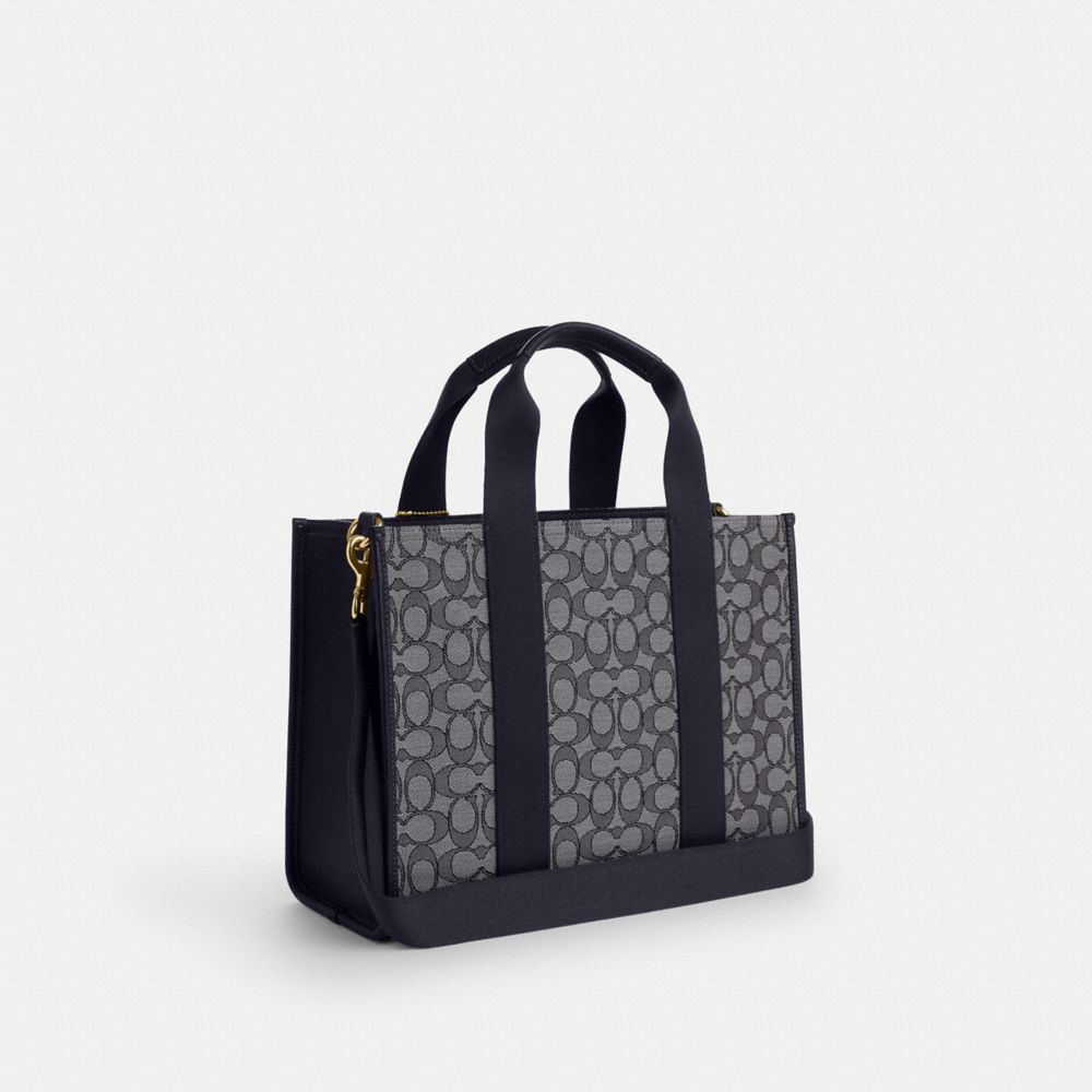 Smith Tote Bag In Signature Jacquard Signature Jacquard-Gold-Navy-Midnight Navy Signature Jacquard-Gold-Navy-Midnight Navy