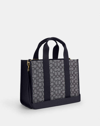 Smith Tote Bag In Signature Jacquard Signature Jacquard-Gold-Navy-Midnight Navy Signature Jacquard-Gold-Navy-Midnight Navy