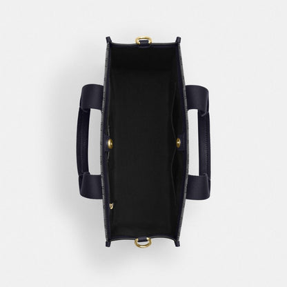 Smith Tote Bag In Signature Jacquard Signature Jacquard-Gold-Navy-Midnight Navy Signature Jacquard-Gold-Navy-Midnight Navy