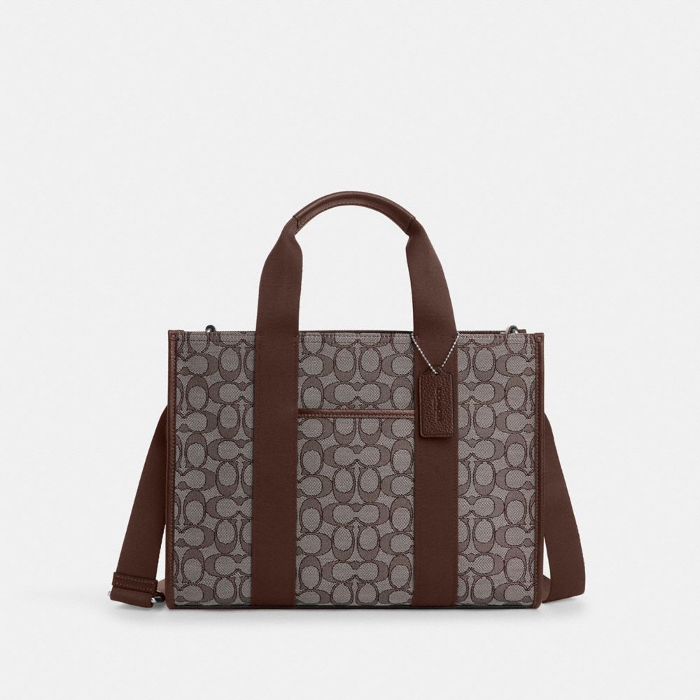 Smith Tote Bag In Signature Jacquard Signature Jacquard-Silver-Oak-Maple Signature Jacquard-Silver-Oak-Maple
