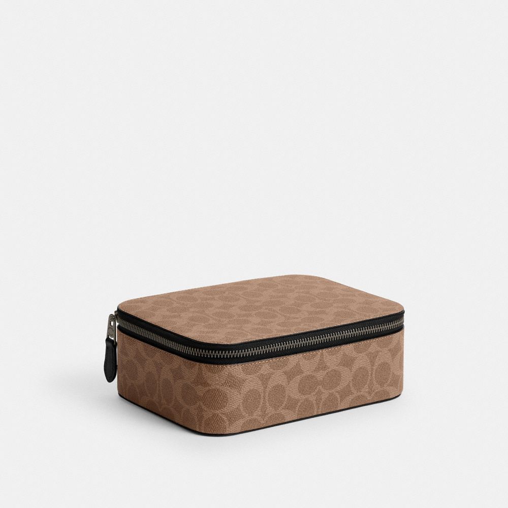 Tech Organizer In Colorblock Signature Canvas Signature Canvas-Gunmetal-Khaki-Black Signature Canvas-Gunmetal-Khaki-Black