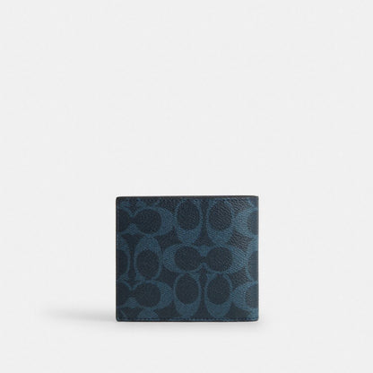 Coach Id Billfold Wallet In Signature Canvas Ink Blue