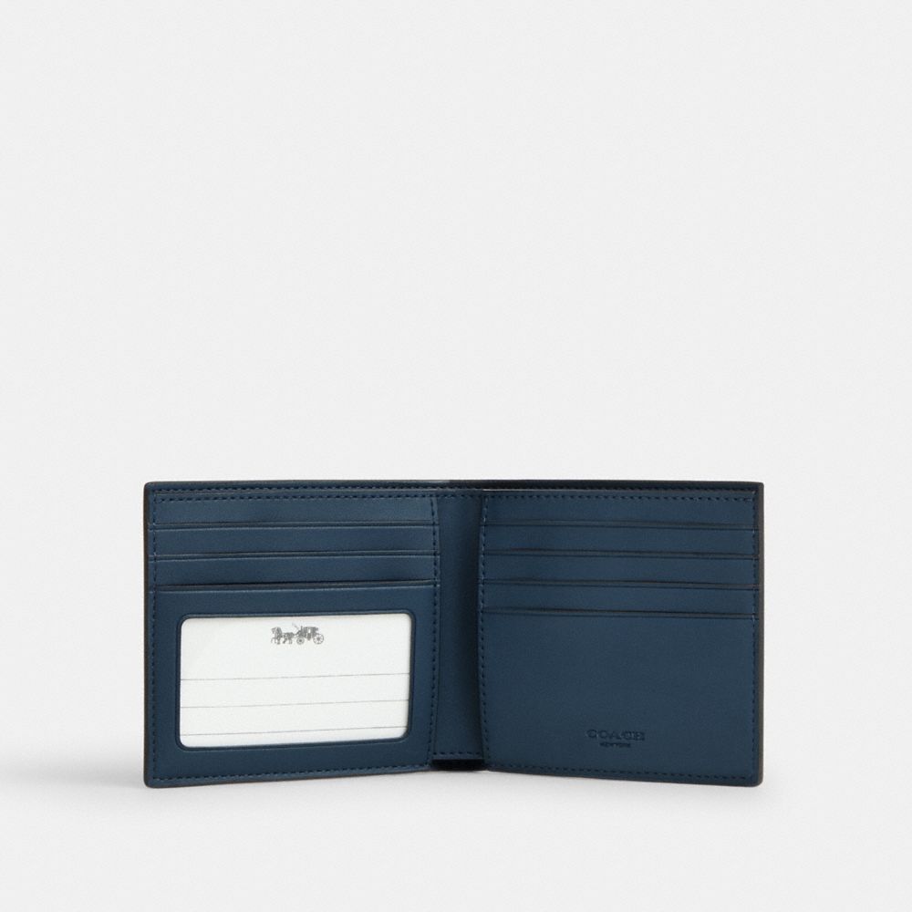 Coach Id Billfold Wallet In Signature Canvas Ink Blue