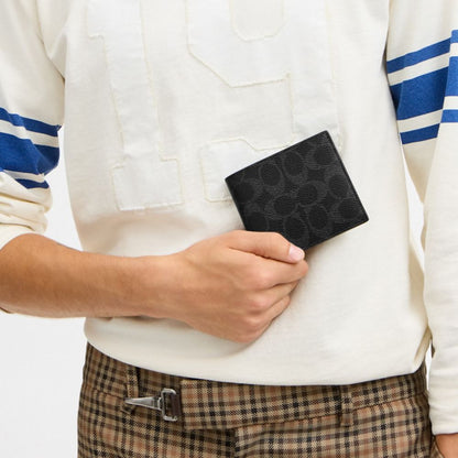 Coach Id Billfold Wallet In Signature Canvas Black Signature