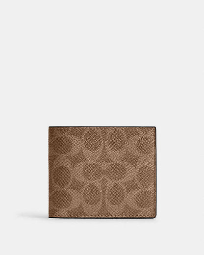Id Billfold Wallet In Signature Canvas Signature Canvas-Qb-Tan-Black Signature Canvas-Qb-Tan-Black