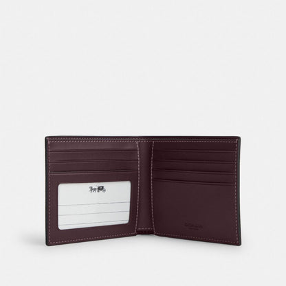 Coach Id Billfold Wallet In Signature Canvas Black Currant