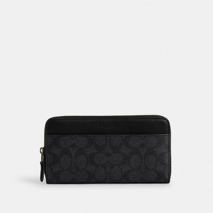 Coach Accordion Wallet In Signature Canvas Gunmetal Charcoal Black