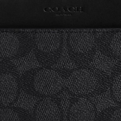 Coach Accordion Wallet In Signature Canvas Gunmetal Charcoal Black