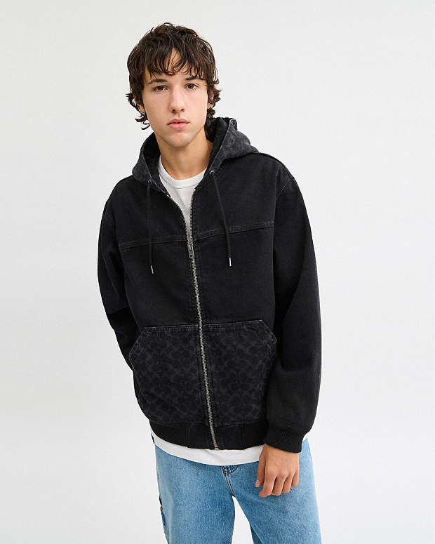 Signature Denim Zip Jacket Black Wash Black Wash