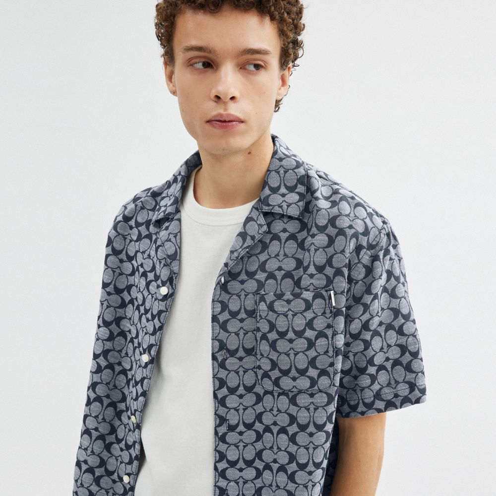 Coach Signature Camp Shirt Navy