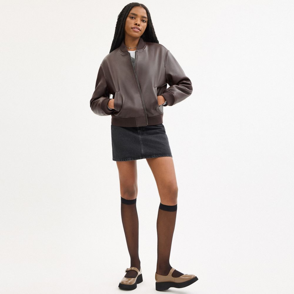 Coach Leather Bomber Maple