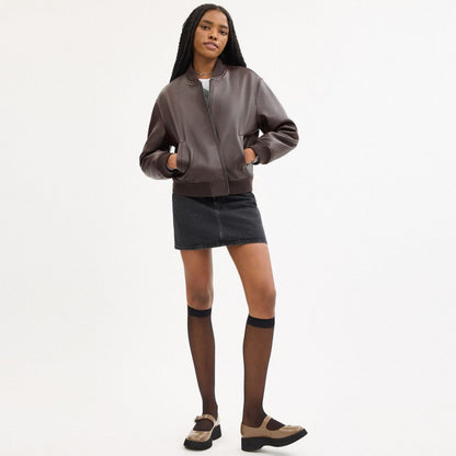 Coach Leather Bomber Maple