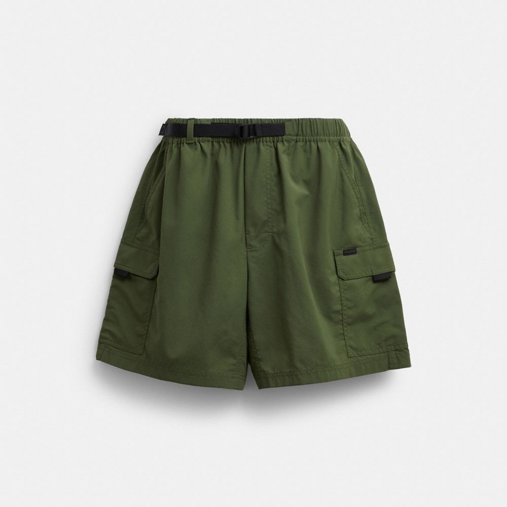 Coach Nylon Utility Short In Recycled Nylon Moss