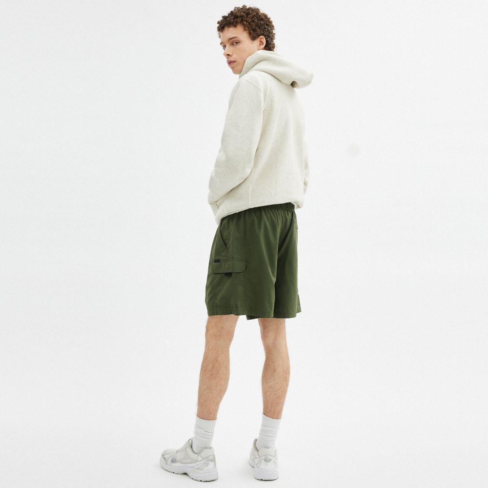 Coach Nylon Utility Short In Recycled Nylon Moss