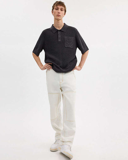Knit Polo Washed Black Washed Black