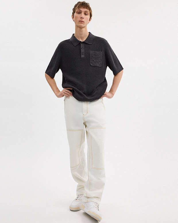 Knit Polo Washed Black Washed Black