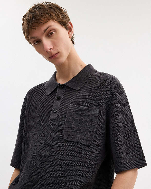 Knit Polo Washed Black Washed Black