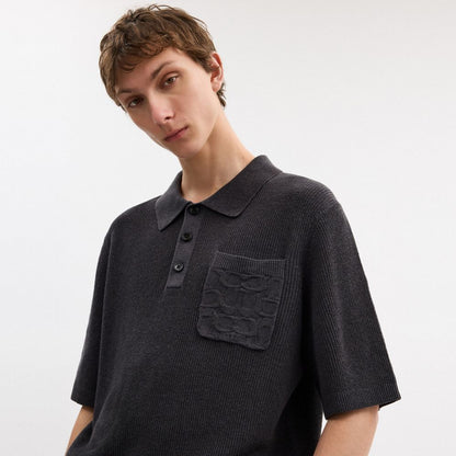 Coach Knit Polo Washed Black