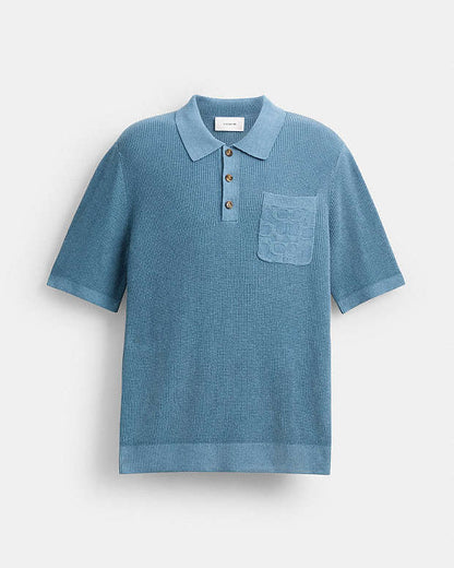 Knit Polo Washed Blue Washed Blue