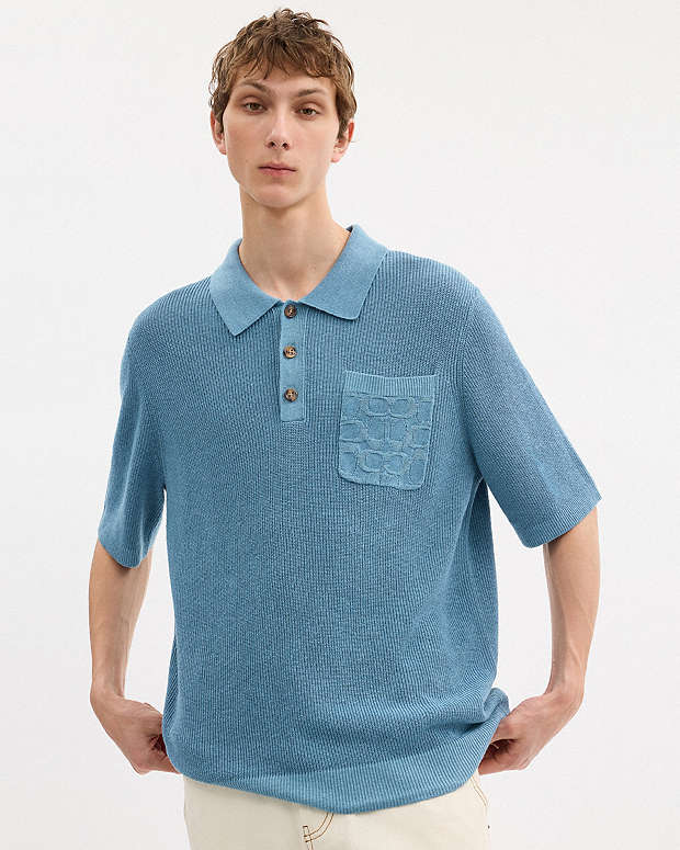 Knit Polo Washed Blue Washed Blue