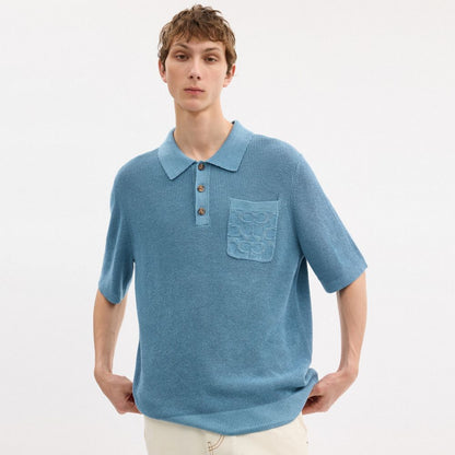 Coach Knit Polo Washed Blue