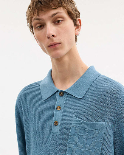 Knit Polo Washed Blue Washed Blue