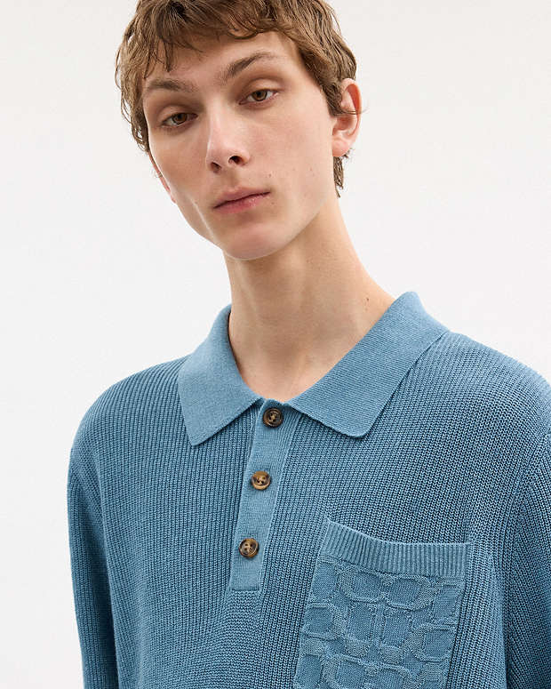 Knit Polo Washed Blue Washed Blue