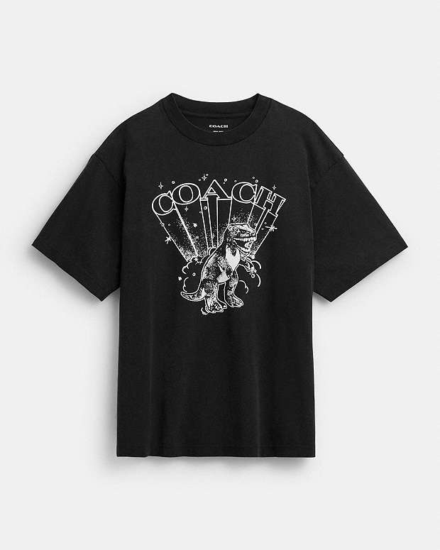 T Rex Relaxed T Shirt In Organic Cotton Washed Black Washed Black
