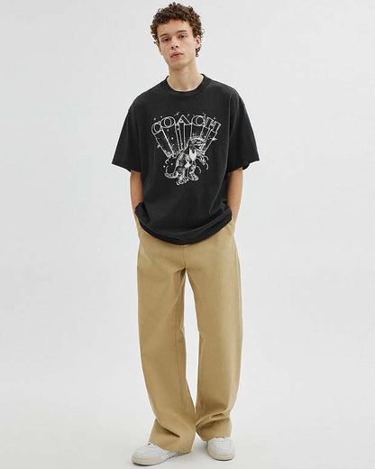 T Rex Relaxed T Shirt In Organic Cotton Washed Black Washed Black