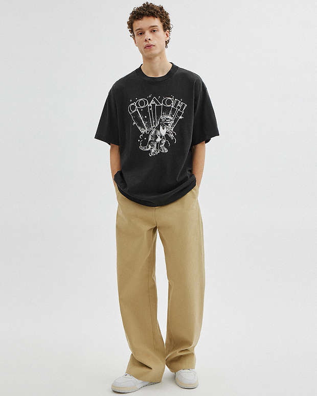 T Rex Relaxed T Shirt In Organic Cotton Washed Black Washed Black