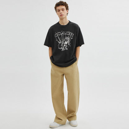 Coach T Rex Relaxed T Shirt In Organic Cotton Washed Black