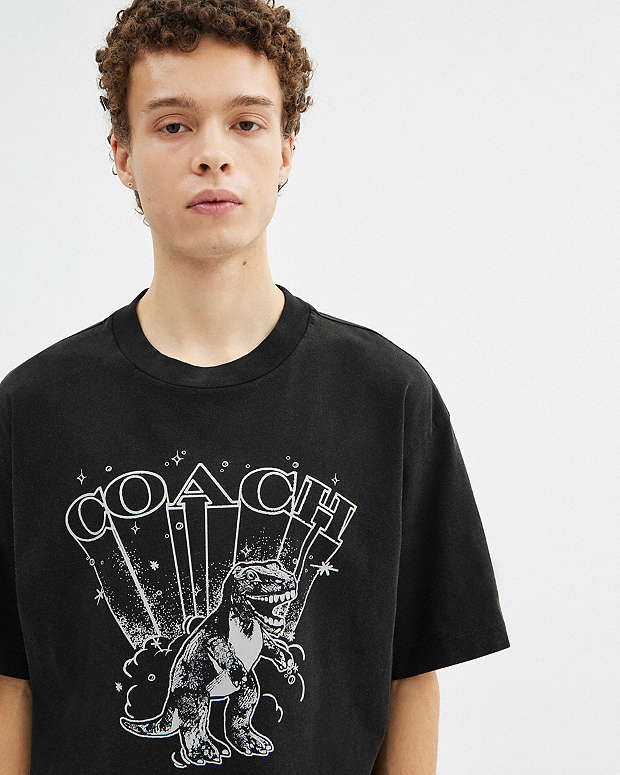 T Rex Relaxed T Shirt In Organic Cotton Washed Black Washed Black