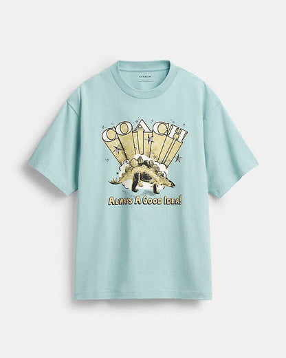 Stegosaurus Relaxed T Shirt In Organic Cotton Blue Haze Blue Haze