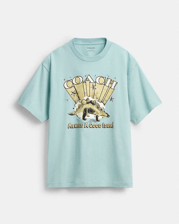 Stegosaurus Relaxed T Shirt In Organic Cotton Blue Haze Blue Haze